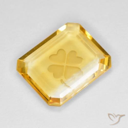 3.31ct 天然 ミディアムゴールド シトリン, エメラルドカット, 透明