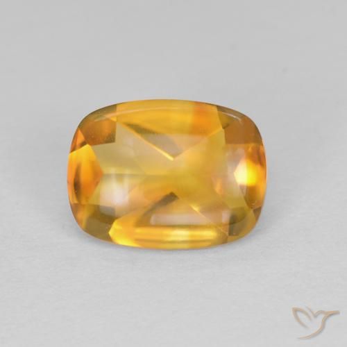 1.33ct 天然 オレンジゴールド シトリン, クッション, 透明