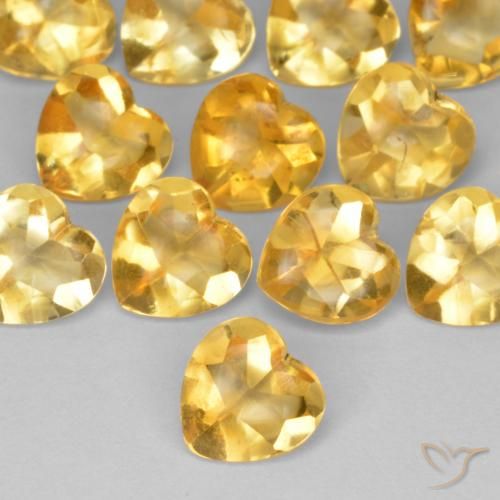 0.77ct 天然 濃いゴールデンオレンジ シトリン, 心臓, 透明
