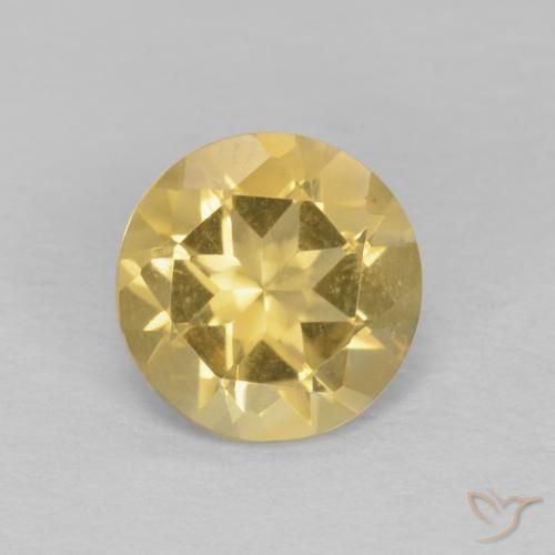 1.13ct 天然 薄いゴールデンイエロー シトリン, ラウンド, VVS