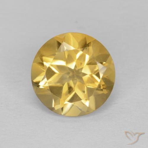 1.24ct 天然 薄いゴールド シトリン, ラウンド, VVS