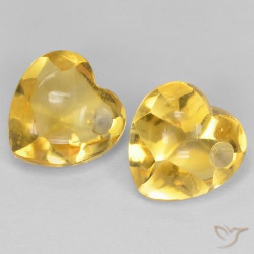 5.73ctw 天然 薄いゴールデンイエロー シトリン, 心臓, 透明