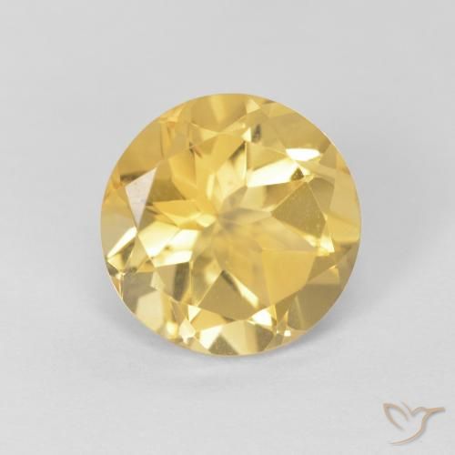 1.77ct 天然 薄いゴールデンイエロー シトリン, ラウンド, VVS