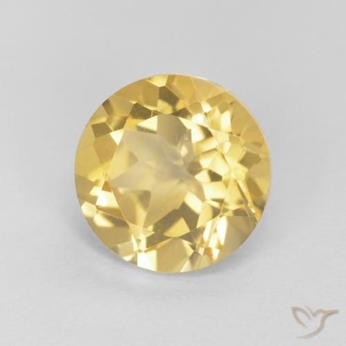1.98ct 天然 薄いゴールデンイエロー シトリン, ラウンド, VVS