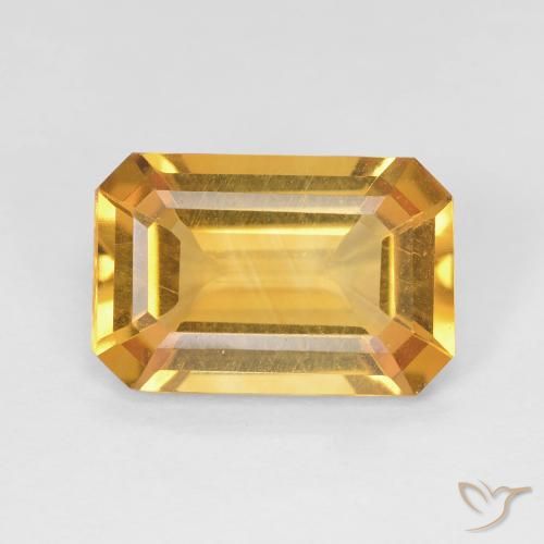 3.36ct 天然 濃いゴールデンオレンジ シトリン, エメラルドカット, VS