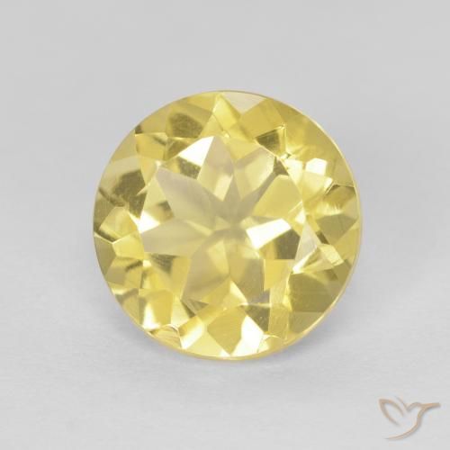 1.82ct 天然 薄いゴールデンイエロー シトリン, ラウンド, VVS