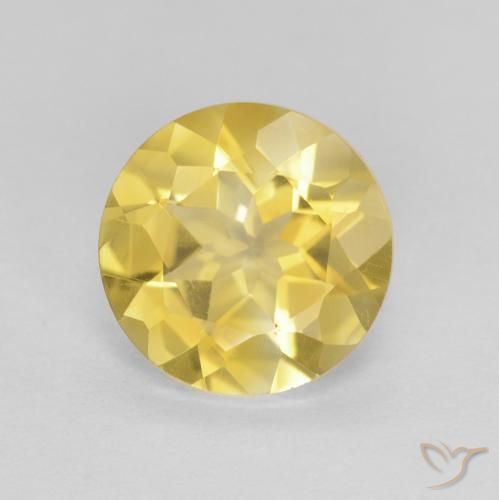 1.60ct 天然 ミディアムイエロー シトリン, ラウンド, VVS