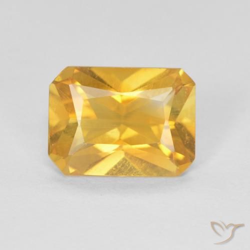 1.20ct 天然 明るいゴールド シトリン, エメラルドカット, VVS-VS