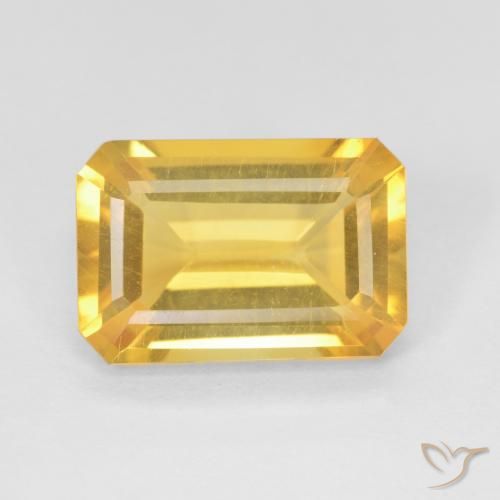 3.45ct 天然 ミディアムゴールド シトリン, エメラルドカット, VVS-VS
