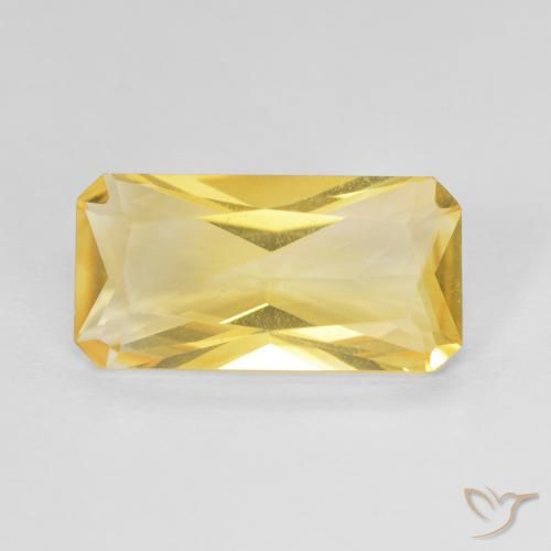 3.17ct 天然 ミディアムゴールド シトリン, エメラルドカット, VVS