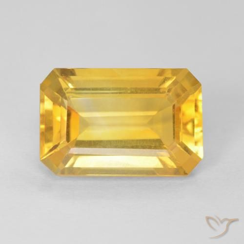 3.80ct 天然 ゴールド シトリン, エメラルドカット, VVS-VS