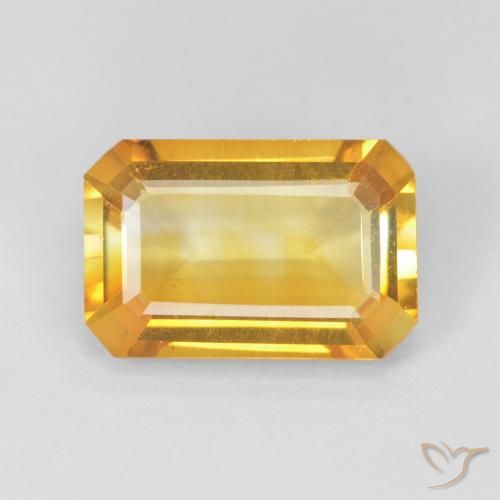 3.37ct 天然 ゴールド シトリン, エメラルドカット, VVS