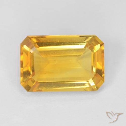 3.81ct 天然 ゴールド シトリン, エメラルドカット, VVS