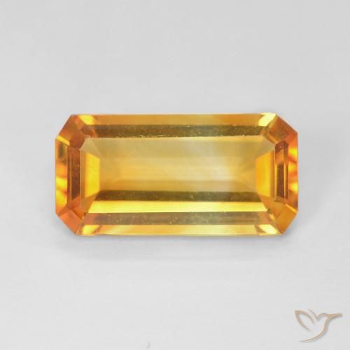 3.41ct 天然 ゴールド シトリン, エメラルドカット, VVS