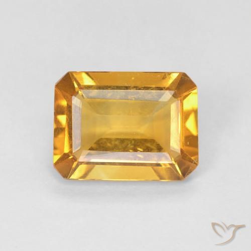 1.25ct 天然 濃いゴールデンオレンジ シトリン, エメラルドカット, VS