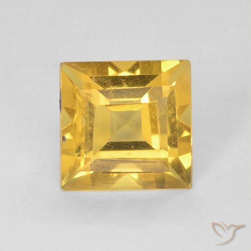 0.90ct 天然 ミディアムゴールデン シトリン, 四角形, VS