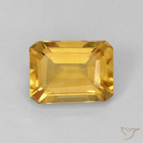 1.31ct 天然 ミディアムゴールド シトリン, エメラルドカット, VVS