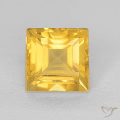 1.24ct 天然 ミディアムゴールド シトリン, 四角形, VS
