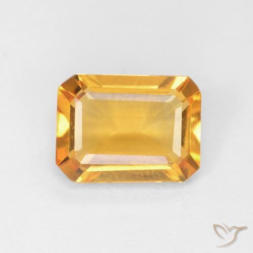 1.27ct 天然 オレンジゴールド シトリン, エメラルドカット, VVS