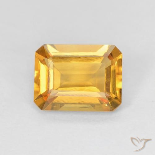 1.33ct 天然 ゴールドオレンジ シトリン, エメラルドカット, VVS