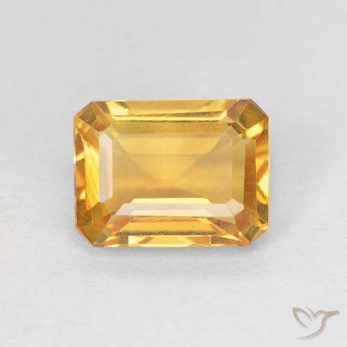 1.37ct 天然 ゴールドオレンジ シトリン, エメラルドカット, VVS