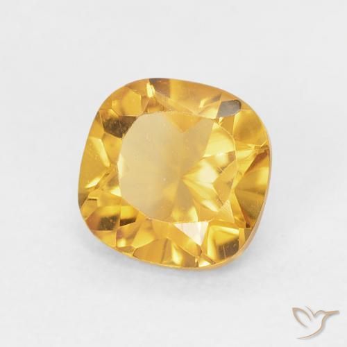 0.49カラットの天然Medium Light-Goldenシトリン、クッション、VVS-VS