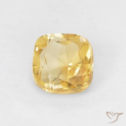 0.50ct 天然 ミディアムゴールデン シトリン, クッション, VS