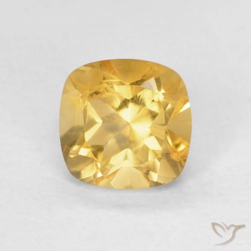 0.55ct 天然 ミディアムゴールド シトリン, クッション, VVS-VS