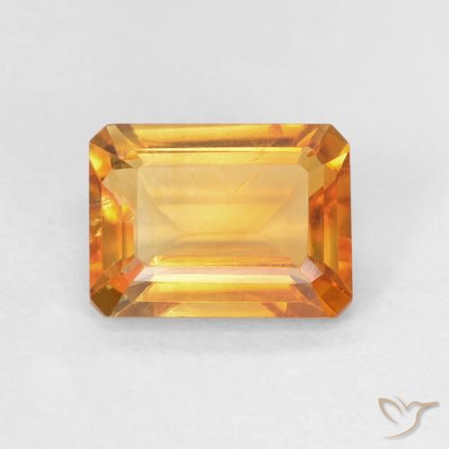 1.50ct 天然 ダークオレンジゴールド シトリン, エメラルドカット, VVS-VS