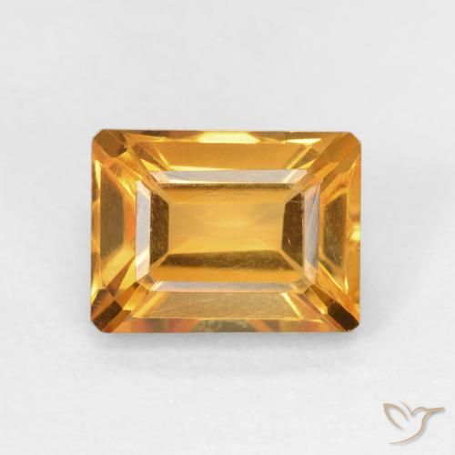 1.84ct 天然 濃いオレンジゴールド シトリン, エメラルドカット, VVS-VS