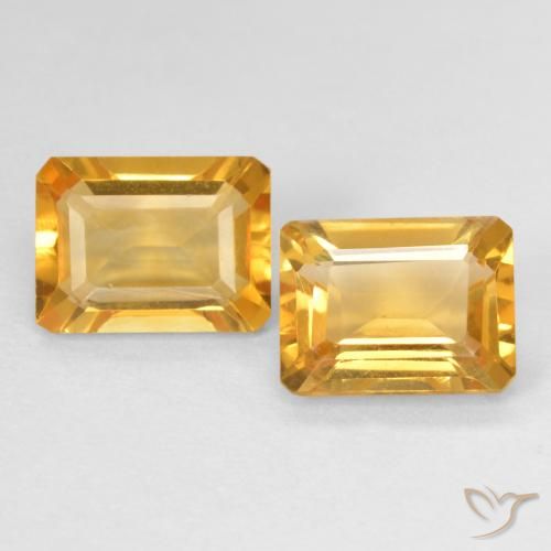 2.91ctw 天然 Medium Light Orange-Gold シトリン, エメラルドカット, VVS