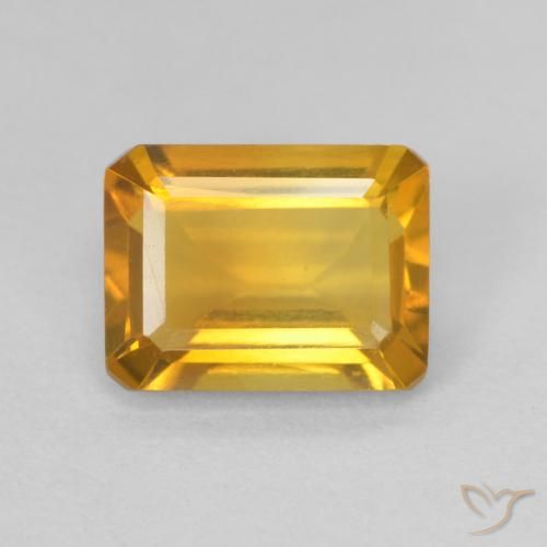 1.40ct 天然 ダークゴールデン シトリン, エメラルドカット, VVS