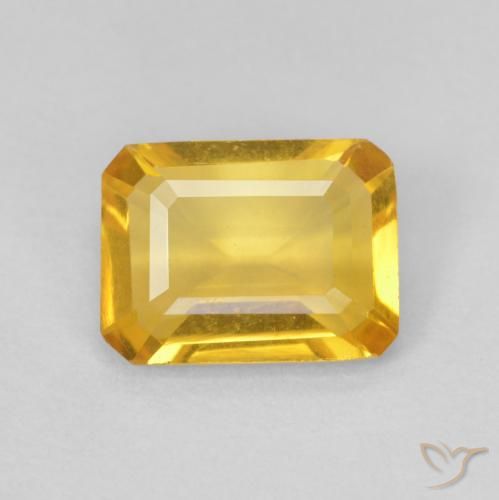 1.18ct 天然 ゴールド シトリン, エメラルドカット, VVS