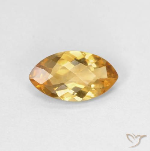 0.78カラットの天然Medium Light-Goldenシトリン、マーキーズ、VVS-VS