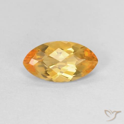 0.89カラットの天然Medium Light-Goldenシトリン、マーキーズ、VVS-VS
