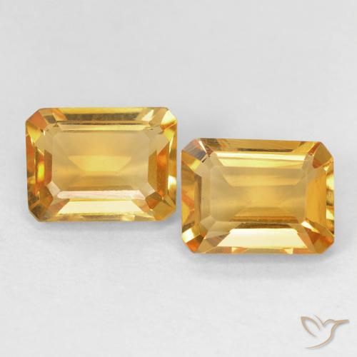 2.82ctw 天然 Medium Light Orange-Gold シトリン, エメラルドカット, VVS