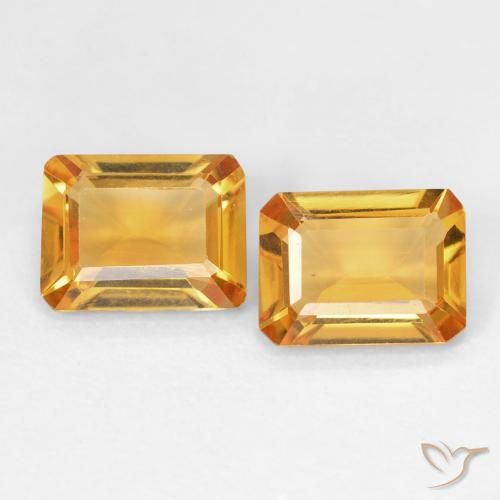 2.58ctw 天然 Medium Light Orange-Gold シトリン, エメラルドカット, VVS