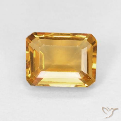 1.42ct 天然 ミディアムオレンジゴールド シトリン, エメラルドカット, VVS
