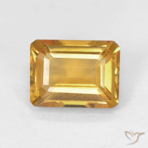 1.56ct 天然 オレンジゴールド シトリン, エメラルドカット, VVS