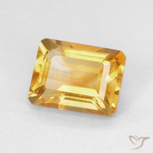 1.62カラットの天然Medium Light Orange-Goldシトリン、八角形 / エメラルドカット、VVS