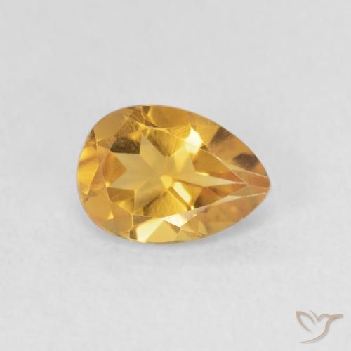 0.70カラットの天然Medium Light-Goldenシトリン、洋梨の形、VVS