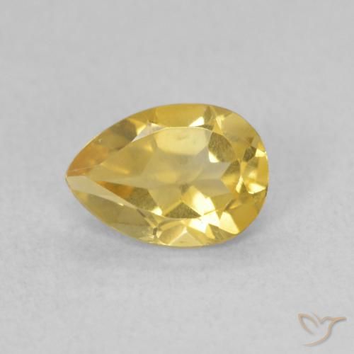 0.63ct 天然 ミディアムゴールデン シトリン, 洋梨の形, VVS-VS