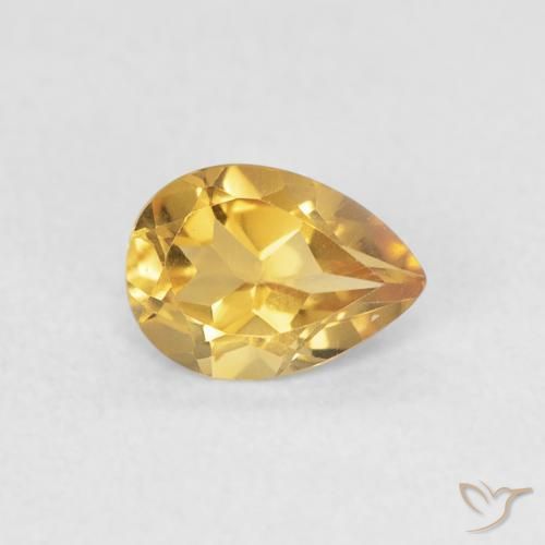 0.65ct 天然 ミディアムゴールド シトリン, 洋梨の形, VVS