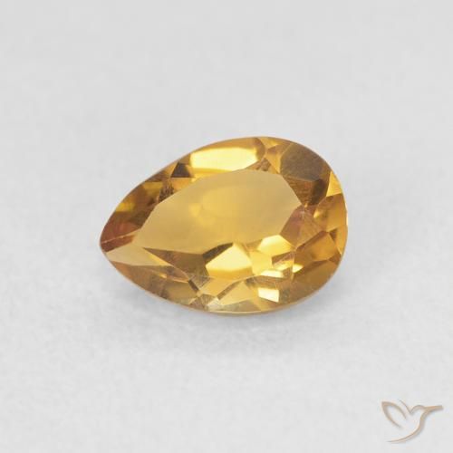 0.72カラットの天然Medium Light-Goldenシトリン、洋梨の形、VVS