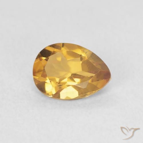 0.72カラットの天然Medium Light-Goldenシトリン、洋梨の形、VVS
