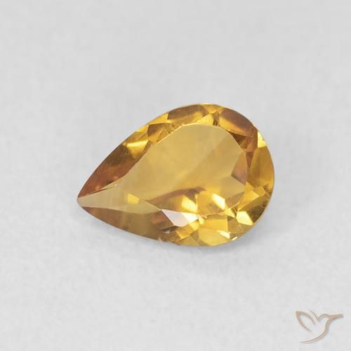 0.60カラットの天然Medium Light-Goldenシトリン、洋梨の形、VVS