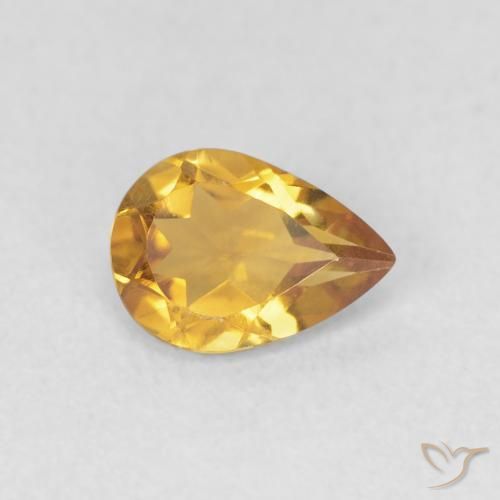 0.60カラットの天然Medium Light-Goldenシトリン、洋梨の形、VVS