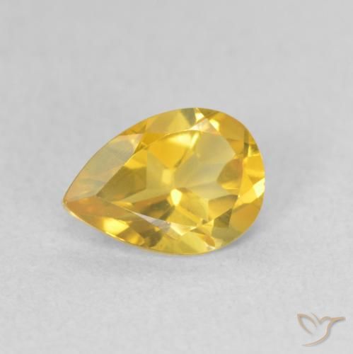0.65ct 天然 ミディアムゴールデン シトリン, 洋梨の形, VVS-VS