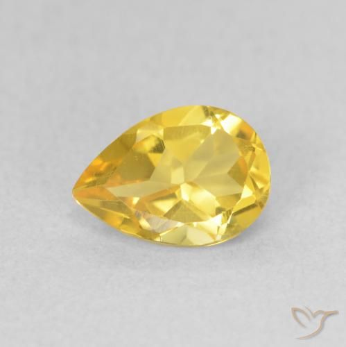 0.69ct 天然 ミディアムゴールデン シトリン, 洋梨の形, VVS-VS