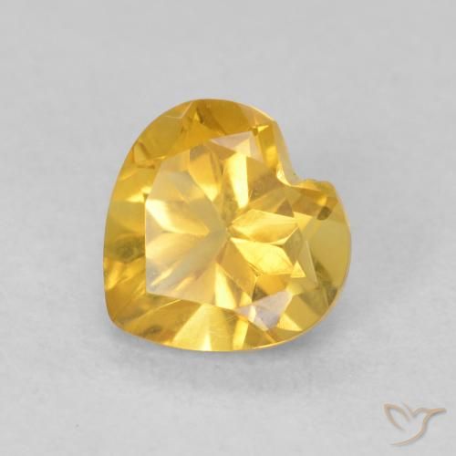 0.74ct 天然 ミディアムゴールド シトリン, 心臓, VVS-VS